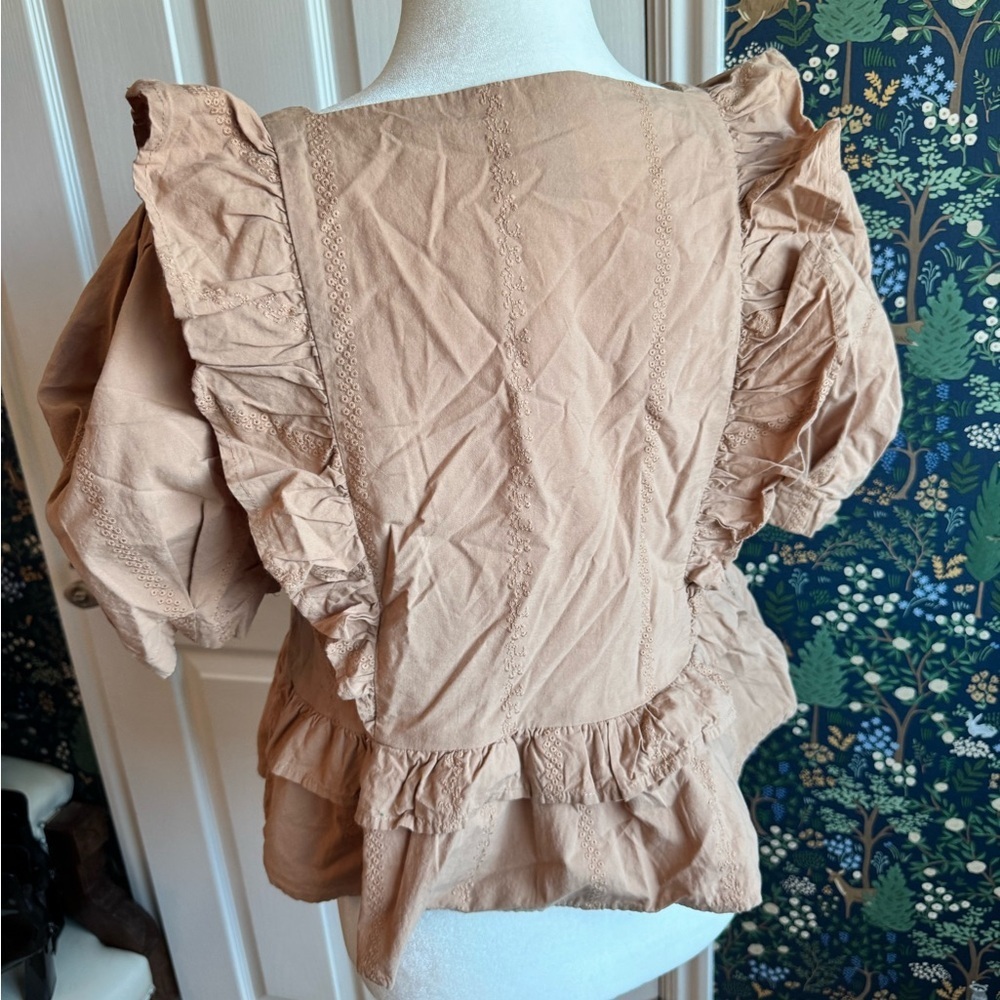 Universal Thread Ruffled Beige Blouse - Picture 3 of 6